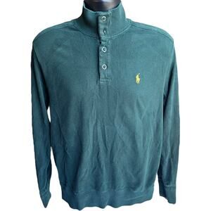 Ralph Lauren Green with yellow Logo Pullover Sweater  Classic Fit Y2K